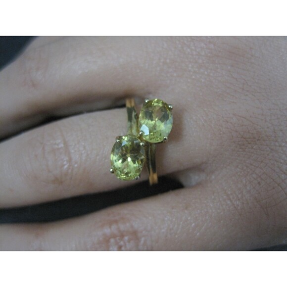 Vermeil Sterling Yellow Tourmaline Ring Size 6 - Picture 7 of 10